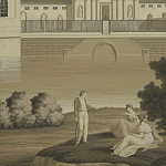 Обои ручная роспись Monuments of Paris Terre Foncée on scenic paper варинант исполнения - 1 | Loft Concept в Екатеринбурге