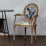 Полукресло из массива бука бежевое с изображением птиц и цветов Beige Green Chinoiserie Garden Chair варинант исполнения - 5 | Loft Concept в Екатеринбурге