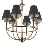 Люстра на металлическом основании бронзового цвета с 6-ю черными конусовидными абажурами Dignity варинант исполнения - 8 | Loft Concept в Екатеринбурге