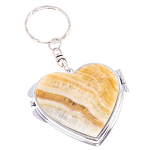 Зеркало брелок складное двухстороннее в форме сердца из натурального камня Оникс Stone Mirrors варинант исполнения - 1 | Loft Concept в Екатеринбурге