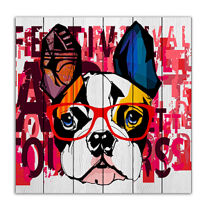 Деревянное панно французский Бульдог