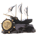 Часы настольные в виде парусника из натурального камня Обсидиан Sailboat Stone Clock варинант исполнения - 4 | Loft Concept в Екатеринбурге