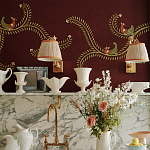 Обои с вышивкой ручной работы Fyodor Original colourway on Merlot linen варинант исполнения - 4 | Loft Concept в Екатеринбурге