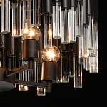 Люстра круглая из матового черного металла с подвесками из прозрачных стеклянных трубок Noir Tubes варинант исполнения - 6 | Loft Concept в Екатеринбурге