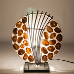 Настольная лампа из перламутра и дерева на подставке Indonesian Shell варинант исполнения - 4 | Loft Concept в Екатеринбурге