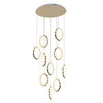 Потолочная люстра каскадная светодиодная с золотистым каркасом Ring of Fire варинант исполнения - 1 | Loft Concept в Екатеринбурге