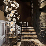 Люстра каскадная из белых цветов каллы и птичек Refined Taste of Light варинант исполнения - 3 | Loft Concept в Екатеринбурге