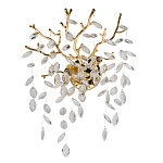 Бра золотого цвета с декоративными ветвями и прозрачными подвесками в форме листьев Droplet Chandelier варинант исполнения - 1 | Loft Concept в Екатеринбурге