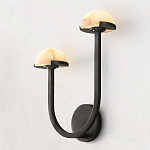 Бра с 2-мя мраморными плафонами на черном корпусе Light Warm Light варинант исполнения - 1 | Loft Concept в Екатеринбурге