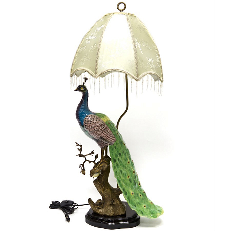 Настольная лампа Peacock Lamp Белый Зеленый Синий Бронза в Екатеринбурге | Loft Concept 