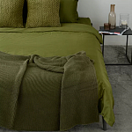 Плед из хлопка жемчужной вязки оливкового цвета Waffle Comfort варинант исполнения - 5 | Loft Concept в Екатеринбурге