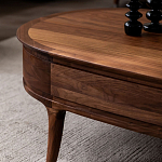 Кофейный стол овальный из дерева с 2-мя ящиками Coffee Walnut Table варинант исполнения - 5 | Loft Concept в Екатеринбурге