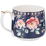 Кружка фарфоровая синяя с цветочным принтом 470 мл Flower Porcelain Collection варинант исполнения - 1 | Loft Concept в Екатеринбурге