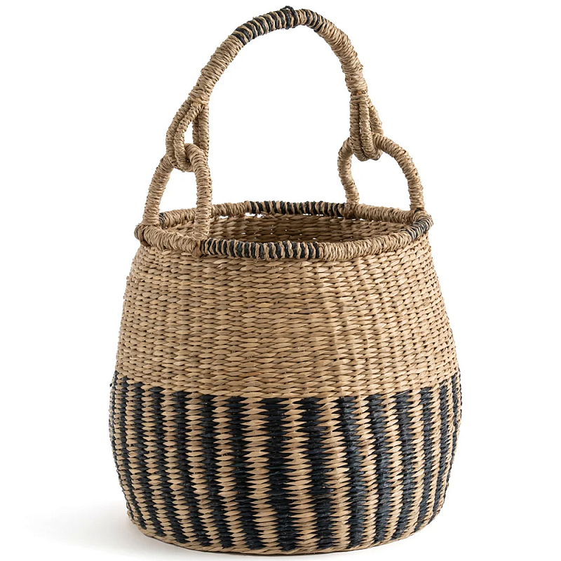 Корзина из плетеного морского тростника Leta Wicker Basket Бежевый Черный Корзина из плетеного морского тростника Leta Wicker Basket Бежевый Черный в Екатеринбурге | Loft Concept