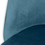 Барный стул со спинкой и металлической подставкой на 4-х деревянных ножках Синий Велюр Vendramin Chair варинант исполнения - 3 | Loft Concept в Екатеринбурге