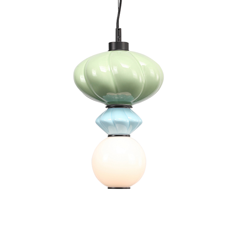 Подвесной светильник фигурный с керамическими элементами Fragrant Light Зеленый Голубой в Екатеринбурге | Loft Concept 
