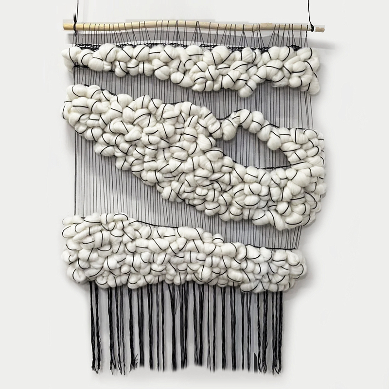 Гобелен из шерсти Облака черные нити Черный в Екатеринбурге | Loft Concept 