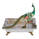 Блюдо квадратное с павлином на бронзовых ножках Eden Garden варинант исполнения - 3 | Loft Concept в Екатеринбурге