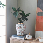 Ваза с нежным цветочным узором в пастельных тонах и крышкой с золотым акцентом Chinoiserie Ceramics варинант исполнения - 6 | Loft Concept в Екатеринбурге