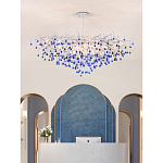 Люстра овальная с синими стеклянными подвесками в форме капель FAIRYTREE Light варинант исполнения - 3 | Loft Concept в Екатеринбурге