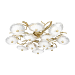 Потолочная люстра круглая ветвистыми бронзовыми элементами и стеклянными рифлеными дисками Textured Glass Chandelier варинант исполнения - 3 | Loft Concept в Екатеринбурге