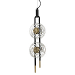 Подвесной светильник с 2-мя прозрачными стеклянными плафонами и золотистыми центральными вставками Virelia  варинант исполнения - 1 | Loft Concept в Екатеринбурге