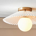 Потолочный светильник с белым плиссированным абажуром Headquarters варинант исполнения - 2 | Loft Concept в Екатеринбурге