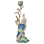 Подсвечник в образе попугая из фарфора с бронзовыми элементами Eden Garden варинант исполнения - 1 | Loft Concept в Екатеринбурге