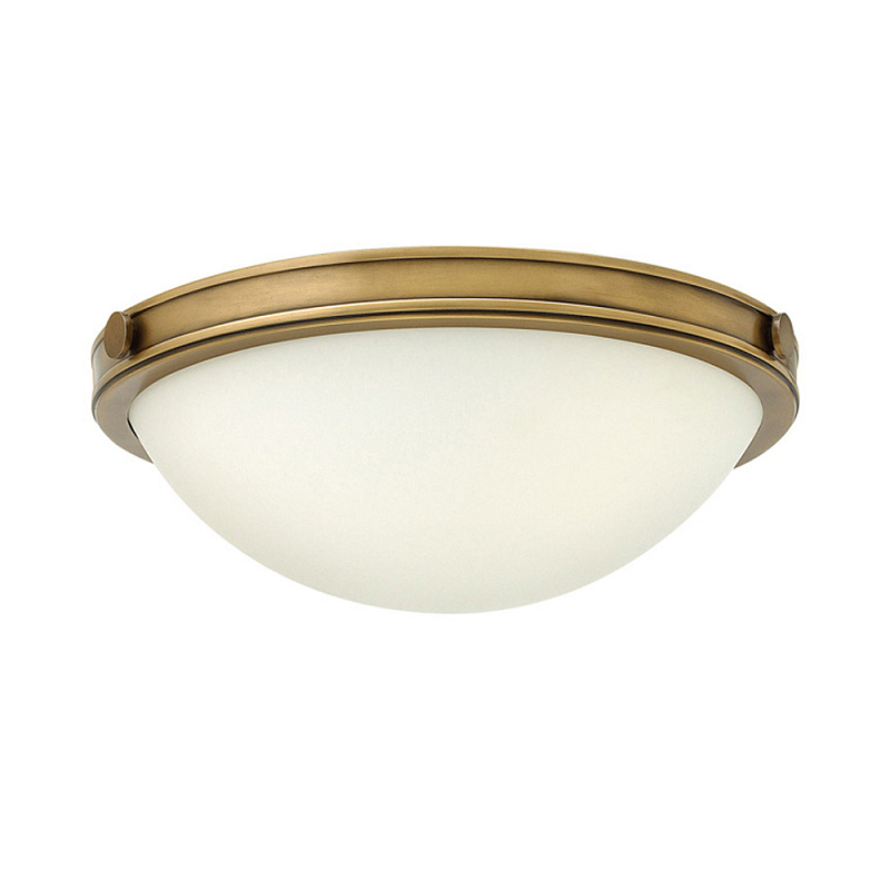 Потолочный светильник цвета латунь с полусферическим матовым белым плафоном Hinkley Латунь Белый в Екатеринбурге | Loft Concept 