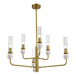 Люстра с 6-ю плафонами в форме стеклянных трубок и мраморных декоративных элементов Montreal варинант исполнения - 4 | Loft Concept в Екатеринбурге