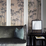 Обои ручная роспись Distant Bamboo Special Colourway on Lead Grey dyed silk варинант исполнения - 2 | Loft Concept в Екатеринбурге