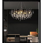 Люстра черная с прозрачными стеклянными подвесками в форме капель FAIRYTREE Light варинант исполнения - 5 | Loft Concept в Екатеринбурге