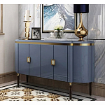 Дизайнерский комод синий глянцевый с золотыми ручками на 4-х дверцах Martin варинант исполнения - 1 | Loft Concept в Екатеринбурге