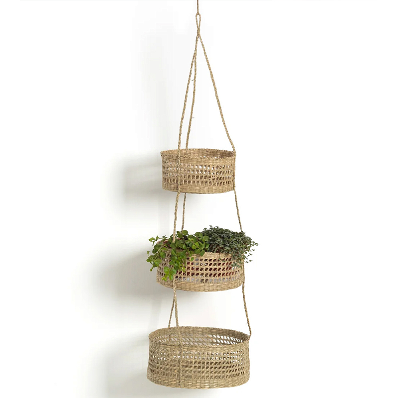 Подвесные плетеные корзины для цветов Musa Wicker Baskets Бежевый в Екатеринбурге | Loft Concept 