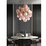 Люстра розовые шары на золотом каркасе Pink Light Bubbles варинант исполнения - 3 | Loft Concept в Екатеринбурге