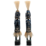 Комплект из 2-х деревянных статуэток Asmat Straw Headdress Statuettes Dark Blue варинант исполнения - 5 | Loft Concept в Екатеринбурге