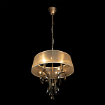 Люстра подвесная круглая с тканевым полупрозрачным абажуром и подвесками 4 лампы Gilded Elegance варинант исполнения - 3 | Loft Concept в Екатеринбурге