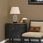 Настольная лампа с фарфоровым основанием нежно голубого цвета с золотистым цветочным рисунком и бежевым плиссированным абажуром Elstead Lighting варинант исполнения - 5 | Loft Concept в Екатеринбурге