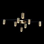 Потолочный светильник с 8-ю цилиндрическими плафонами цвета латунь TRIBES CHANDELIER варинант исполнения - 1 | Loft Concept в Екатеринбурге