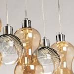 Люстра с 3-мя плафонами волнообразной формы цвета янтарь и 2-мя прозрачными шарообразными плафонами Lucid Rain  варинант исполнения - 8 | Loft Concept в Екатеринбурге