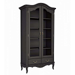 Шкаф книжный черный из массива бука со стеклянными дверцами и 5-ю полками Black Provence варинант исполнения - 1 | Loft Concept в Екатеринбурге