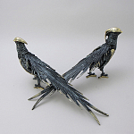 Статуэтка бронзовая пара Фазаны синие Bronze Birds варинант исполнения - 3 | Loft Concept в Екатеринбурге