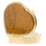 Таблетница карманная в форме сердца с 3-мя отделениями с зеркалом и накладкой из натурального камня Яшма Змеиная Gold Stone Pillboxes варинант исполнения - 2 | Loft Concept в Екатеринбурге