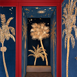 Обои с вышивкой ручной работы Deco Palms Original colourway on velvet варинант исполнения - 1 | Loft Concept в Екатеринбурге