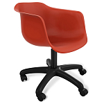 Стул пластиковый красного цвета на колесиках с подъемно-поворотным механизмом Eames Red варинант исполнения - 1 | Loft Concept в Екатеринбурге