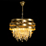 Люстра цвета матового золота с металлическими лентами и длинными прозрачными подвесками Gilded Waves варинант исполнения - 3 | Loft Concept в Екатеринбурге