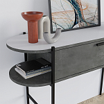 Консоль напольная серая с выдвижным ящиком и 2-мя полками с белой столешницей OTIS CONSOLE RETRO GRAY варинант исполнения - 4 | Loft Concept в Екатеринбурге