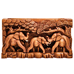 Панно из дерева слоны Panel With Animals варинант исполнения - 1 | Loft Concept в Екатеринбурге