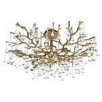 Потолочная люстра в виде ветвей деревьев золотого цвета с прозрачными подвесками-каплями Droplet Chandelier варинант исполнения - 3 | Loft Concept в Екатеринбурге