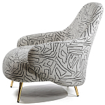 Кресло мягкое с принтом на золотистых ножках Onlooker варинант исполнения - 1 | Loft Concept в Екатеринбурге